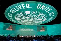 Vice President Kamala Harris speaks at the COP28 U.N. Climate Summit, Saturday, Dec. 2, 2023, i ...