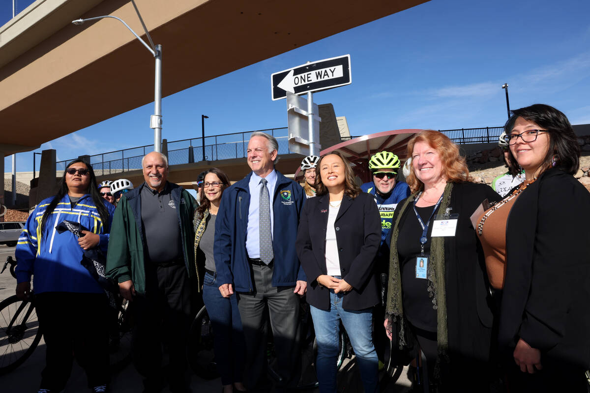 Dignitaries gather during the Nevada Department of Transportation celebration of the substantia ...