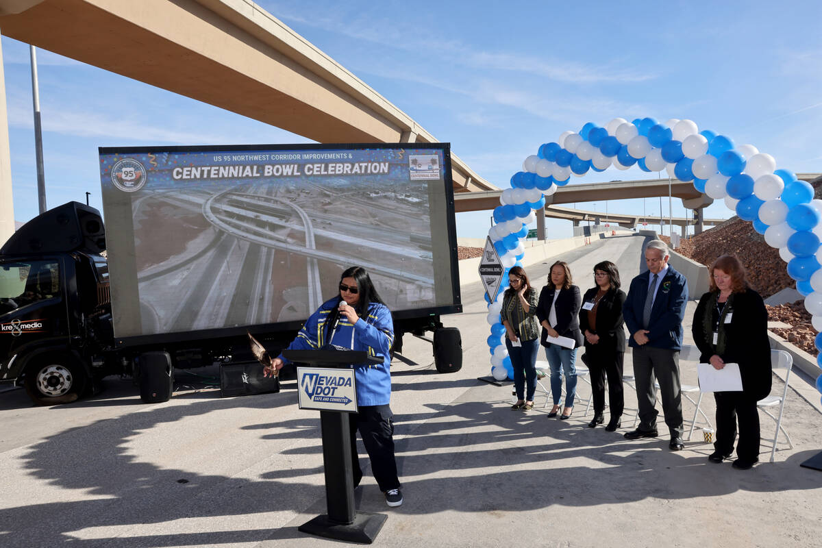 Andrew Anderson with the Las Vegas Paiute Tribe gives the invocation during the Nevada Departme ...