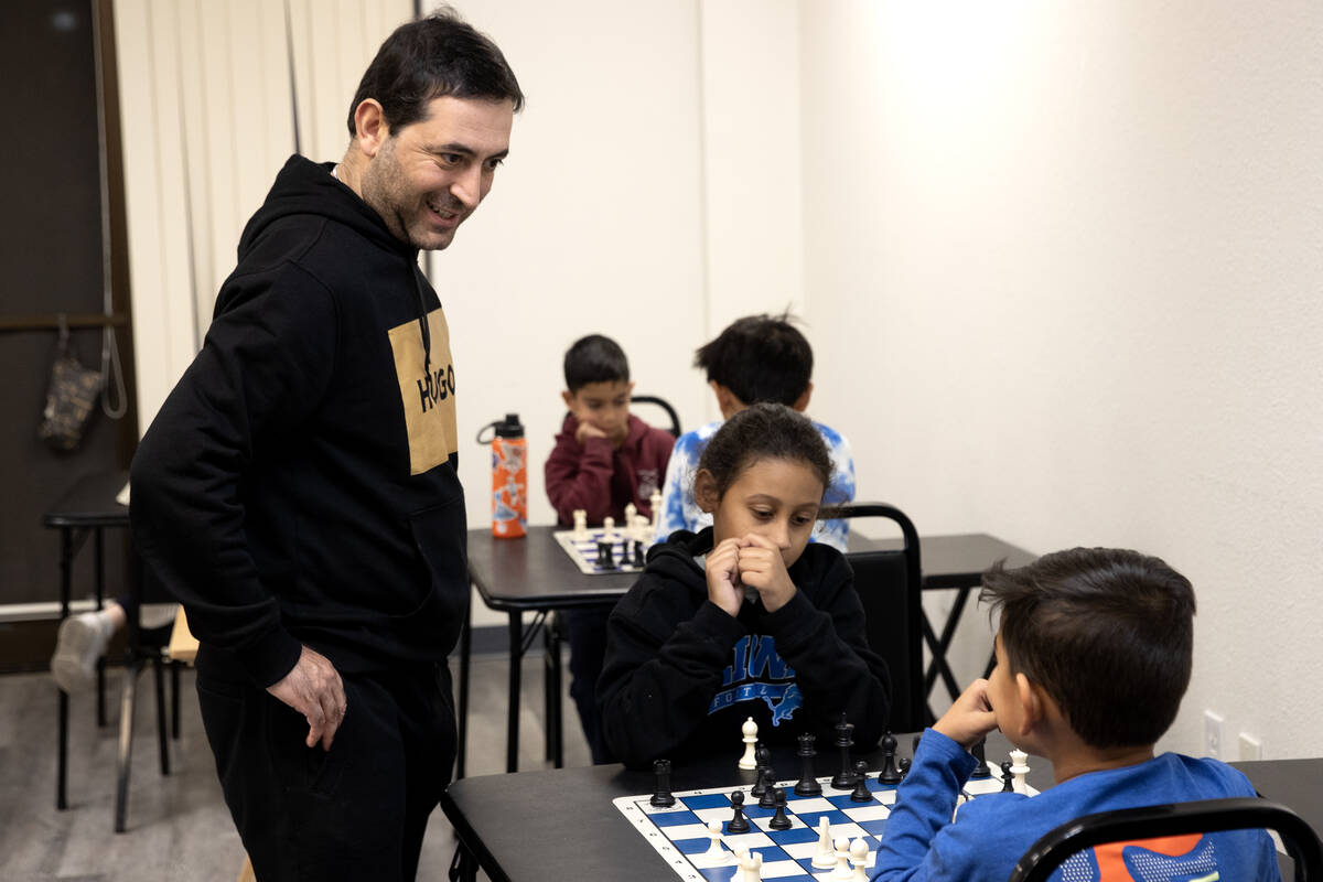 Andranik Matikozyan instructs his students during a chess lesson at Bridgeopolis on Nov. 28, 20 ...