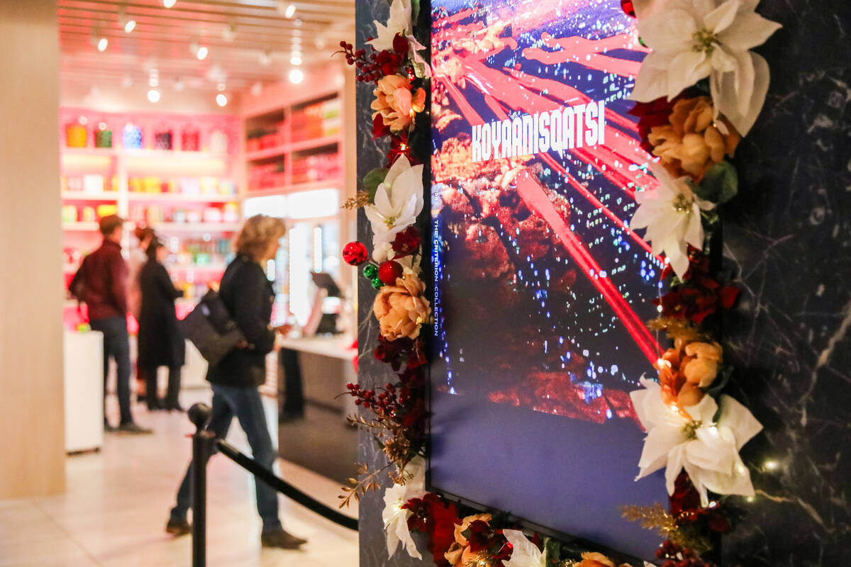 The Beverly Theater is spruced up for the holidays, as seen on Thursday, Nov. 30, 2023 in Las V ...