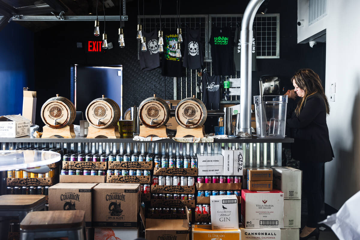 Owner Alison Wainwright prepares for the opening of Voodoo Brewing in the Arts District in Las ...