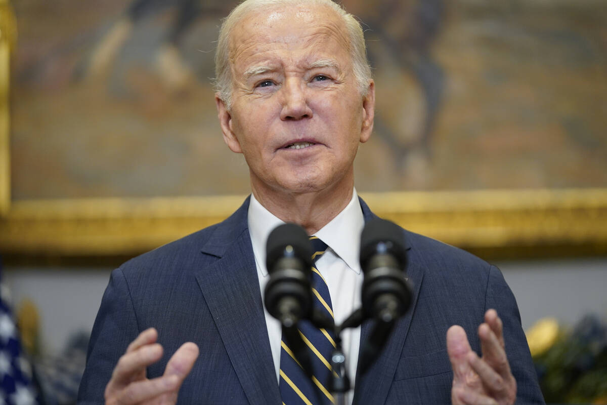 President Joe Biden delivers remarks on funding for Ukraine from the Roosevelt Room of the Whit ...