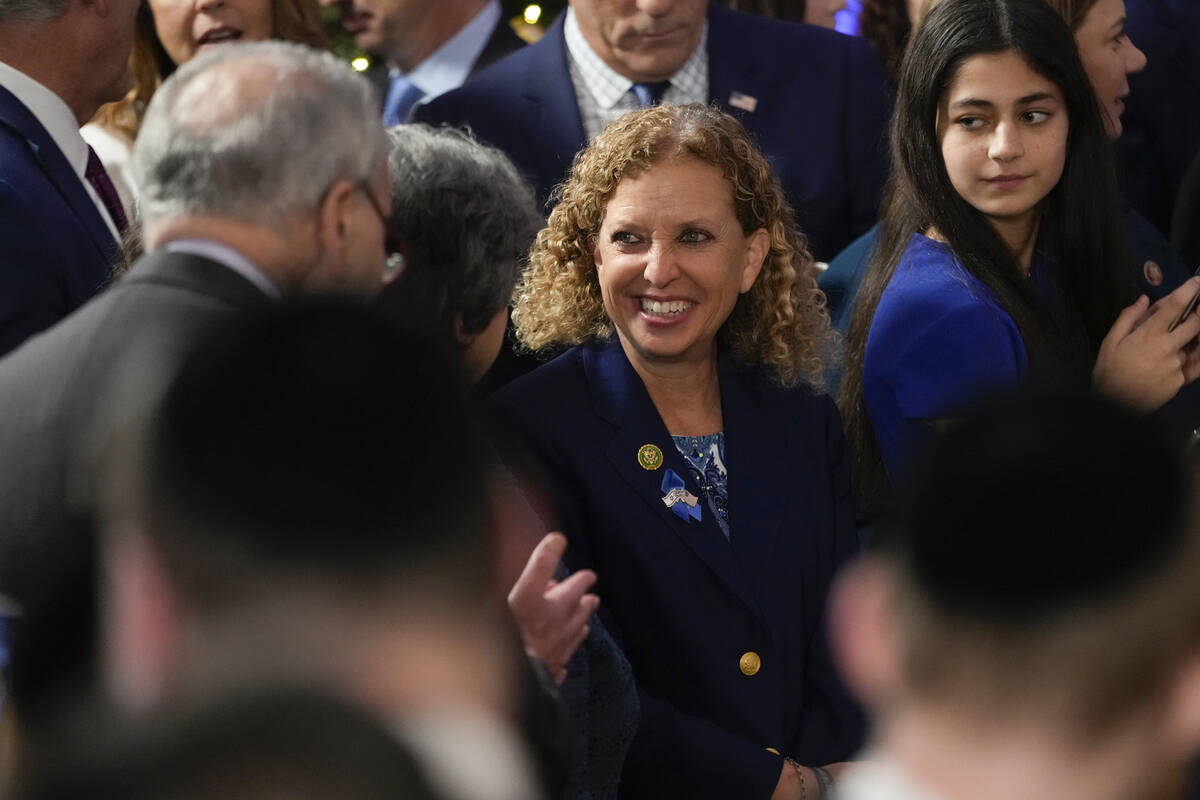 Rep. Debbie Wasserman Schultz, D-Fla., arrives before President Joe Biden and first lady Jill B ...