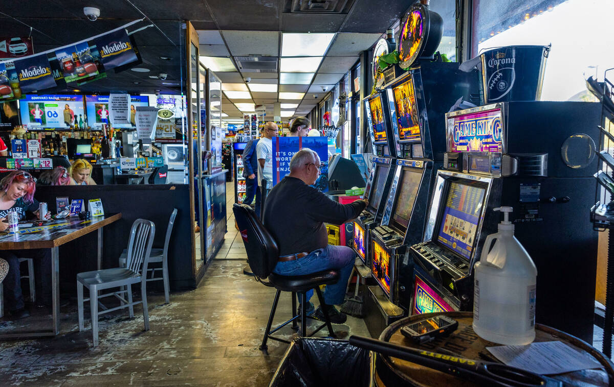 There are some empty seats in the Stage Door Casino on Tuesday, Oct. 24, 2023, in Las Vegas. (L ...