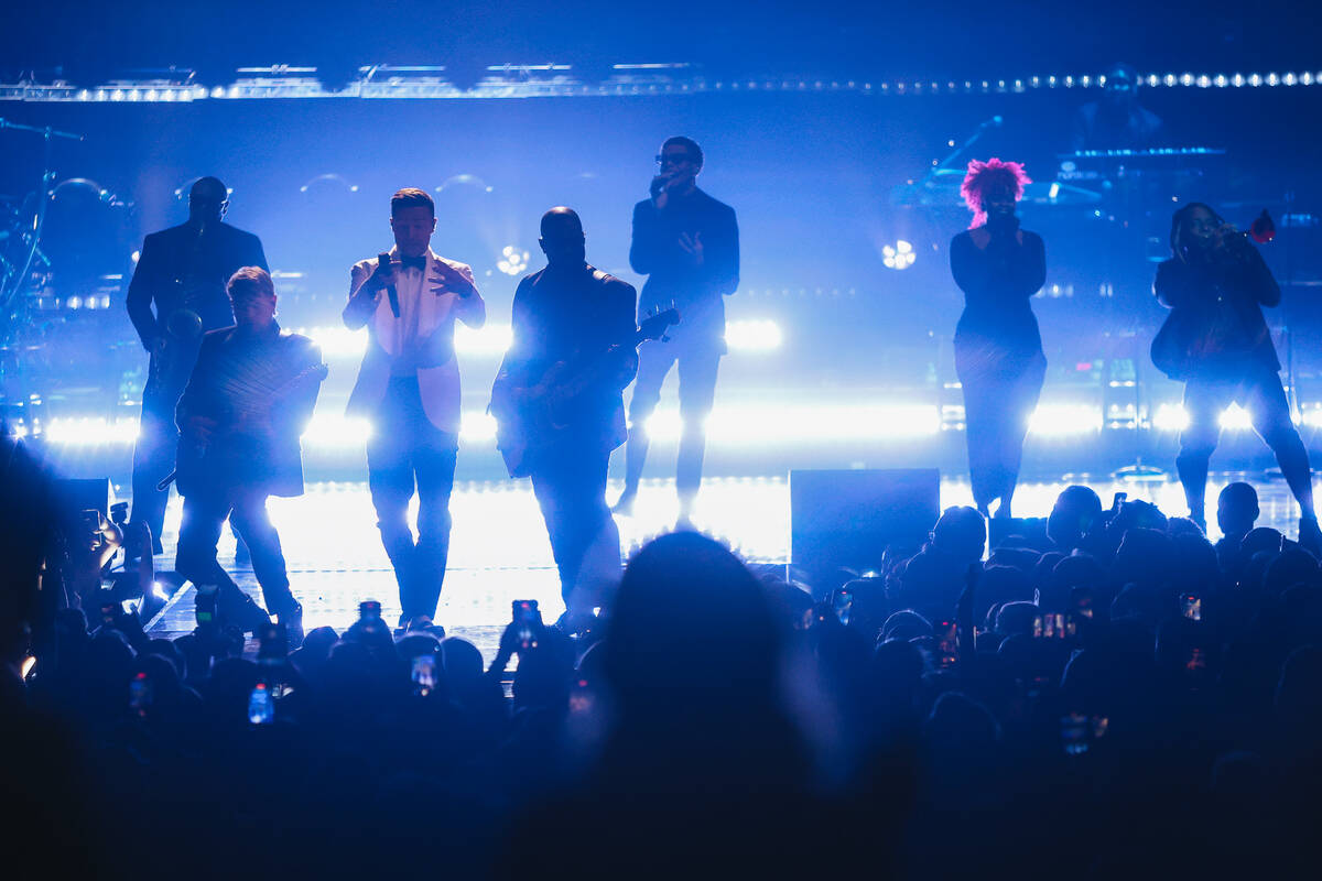 Justin Timberlake performs at the Fontainebleau’s grand opening on Wednesday, Dec. 13, 2 ...