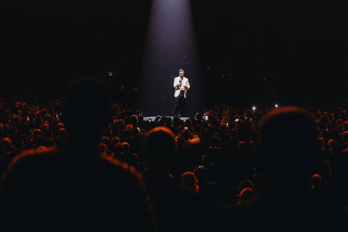 Justin Timberlake performs at the Fontainebleau’s grand opening on Wednesday, Dec. 13, 2 ...