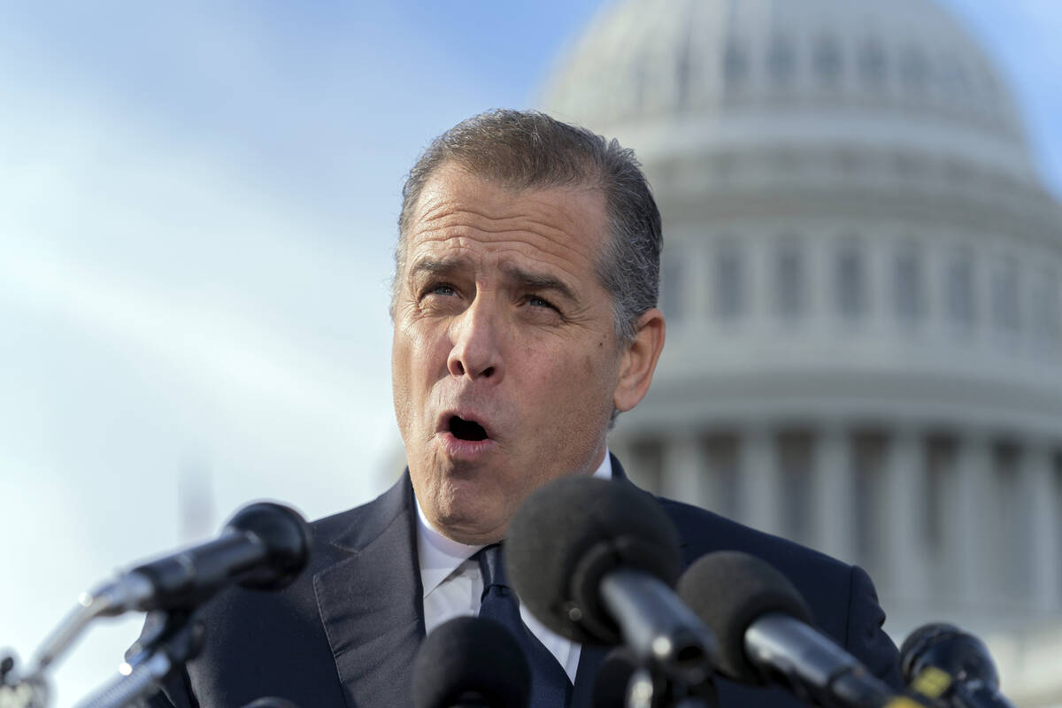 Hunter Biden, son of U.S. President Joe Biden, talks to reporters at the U.S. Capitol, in Washi ...