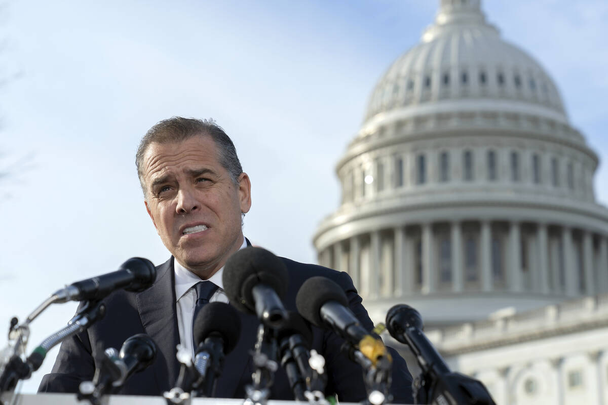 Hunter Biden, son of U.S. President Joe Biden, talks to reporters at the U.S. Capitol, in Washi ...