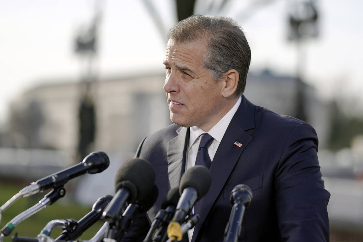 Hunter Biden, son of President Joe Biden, speaks during a news conference outside the U.S. Capi ...