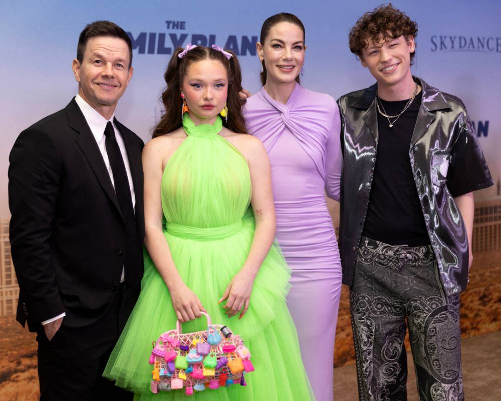 Actors Mark Wahlberg, left, Zoe Colletti, Michelle Monaghan and Van Crosby during a red carpet ...