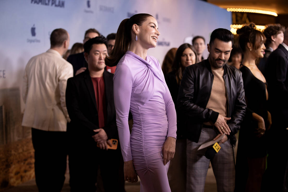 Actress Michelle Monaghan speaks to reporters during a red carpet premiere of Apple Original Fi ...