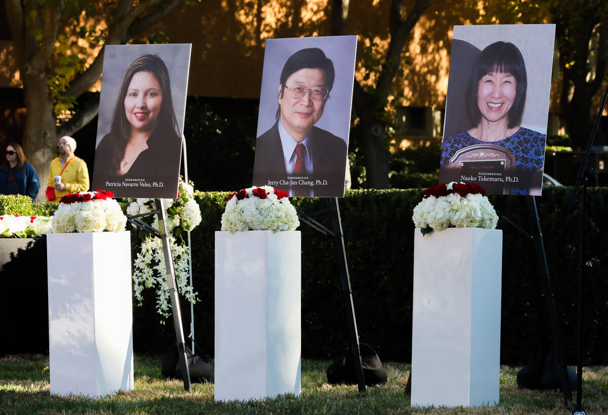 Three UNLV professors, Jerry Cha-Jan Chang, Patricia Navarro Velez, and Naoko Takemaru, who wer ...