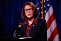 U.S. Sen. Catherine Cortez Masto, D-Nev., speaks during a briefing at the Metropolitan Police D ...