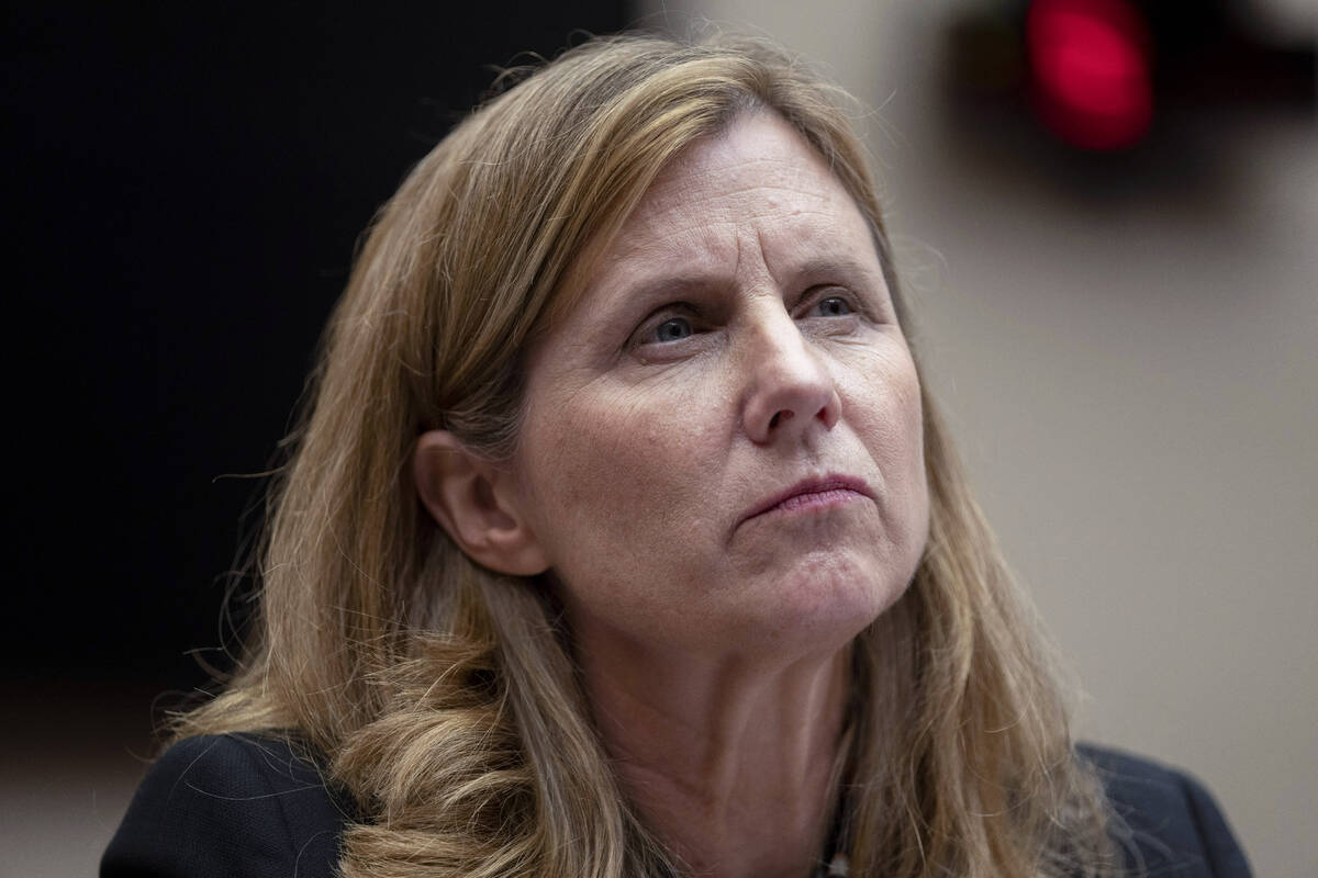 FILE - University of Pennsylvania President Liz Magill listens during a hearing of the House Co ...