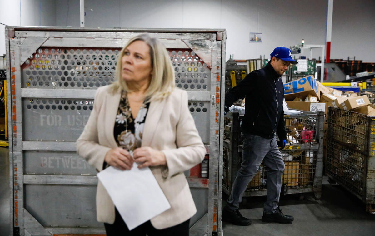 Terry Mullins, Las Vegas USPS plant manager, oversees a USPS distribution center less than two ...