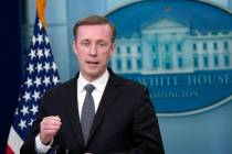 White House national security adviser Jake Sullivan speaks during the daily briefing at the Whi ...
