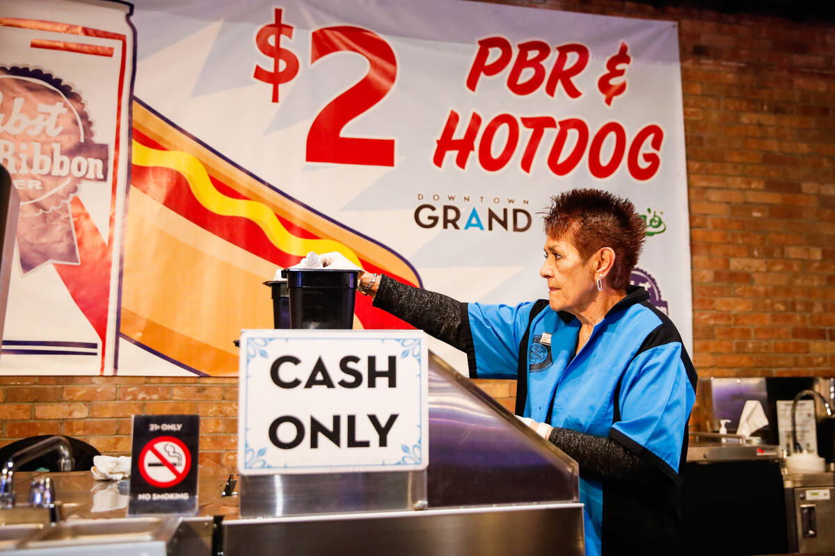 A hotdog stand at the Downtown Grand Hotel and Casino, as seen on Friday, Dec. 15, 2023, in Las ...