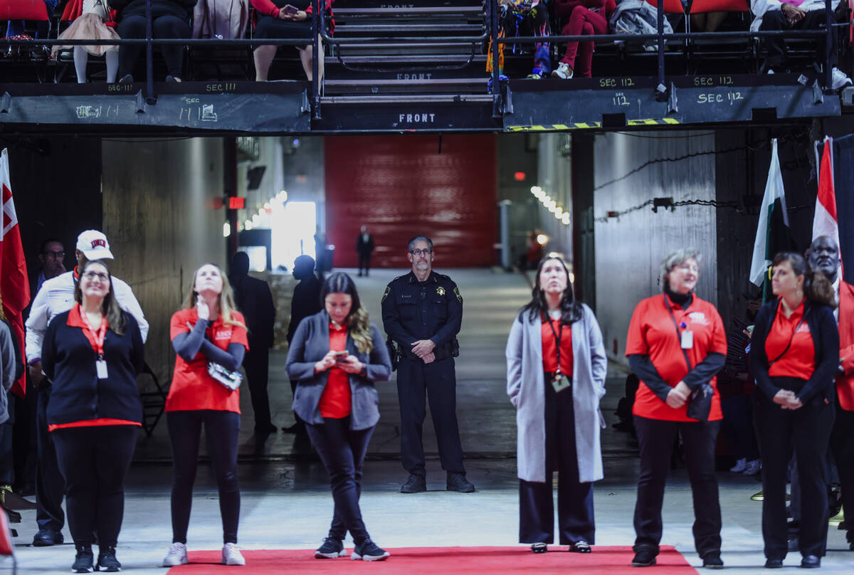 Police presence at UNLV’s winter commencement ceremony at the Thomas & Mack Center i ...