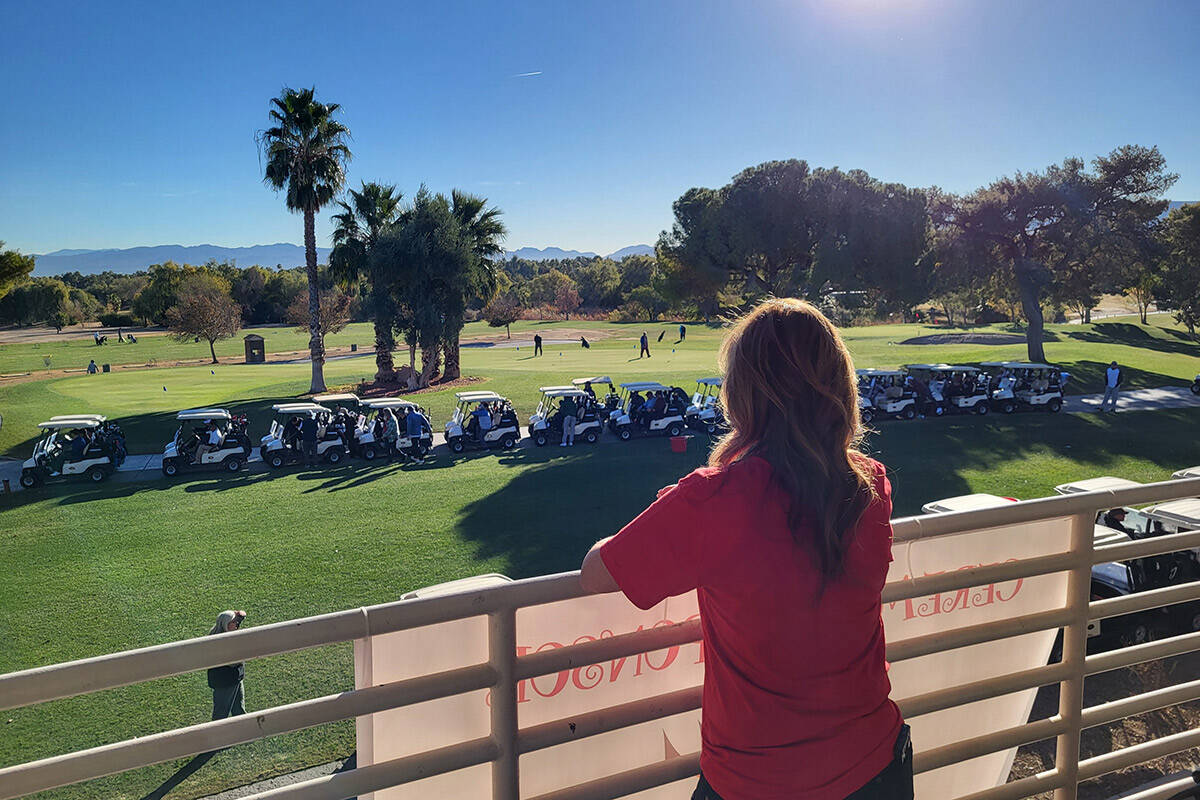 MaryLou Crocker overlooking the contestants of the Swing For Their Kids tournament. (Mark Credi ...