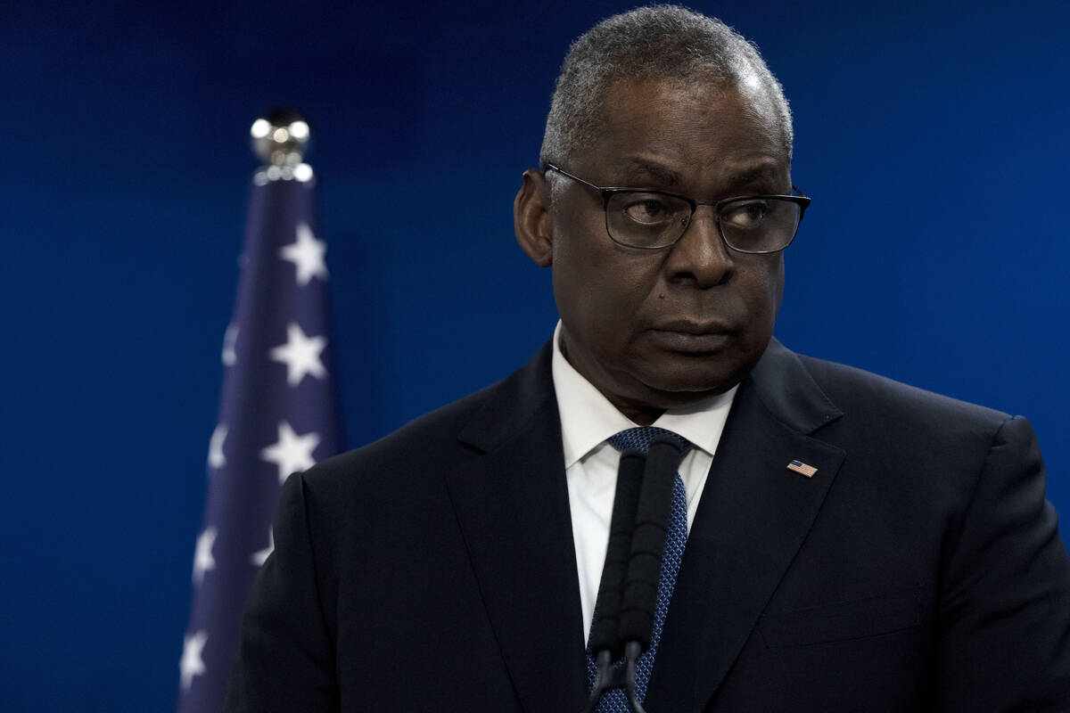 U.S. Secretary of Defense Lloyd Austin makes a joint statement with Israel Minister of Defense ...