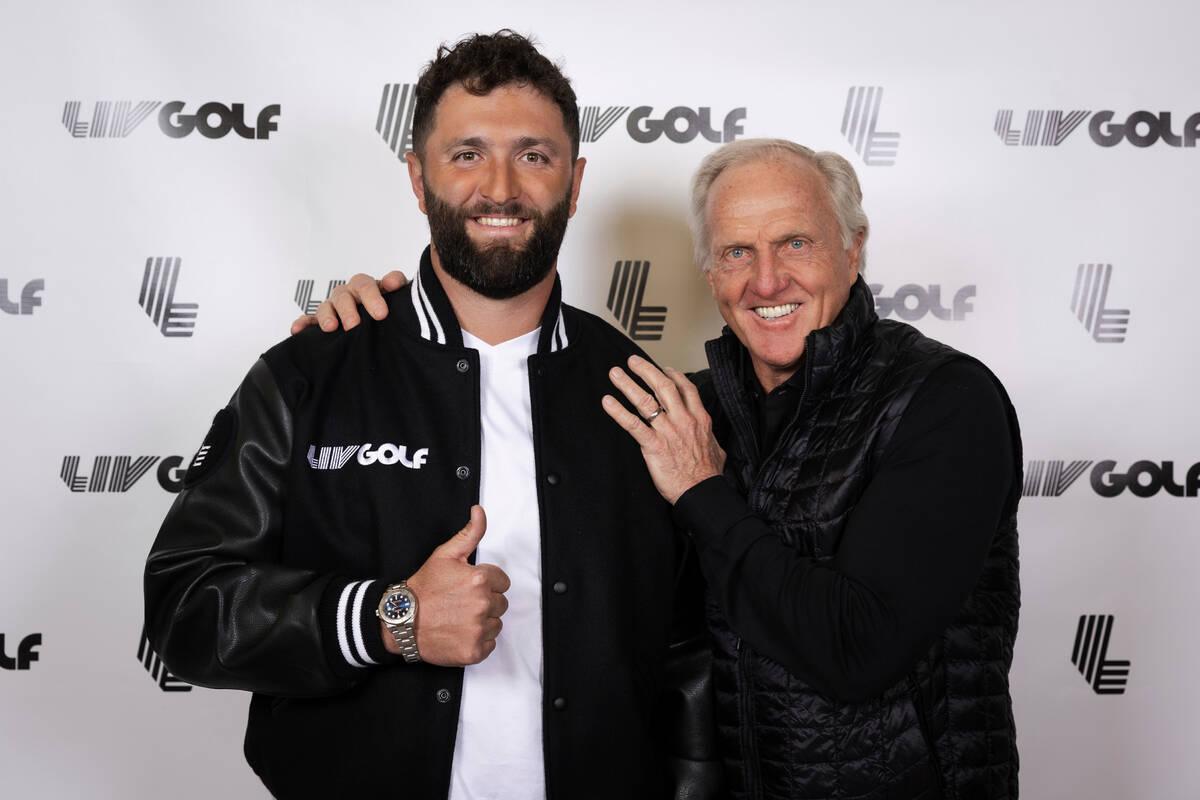 Two-time major winner and the reigning Masters champion, Jon Rahm and LIV Golf Commissioner and ...