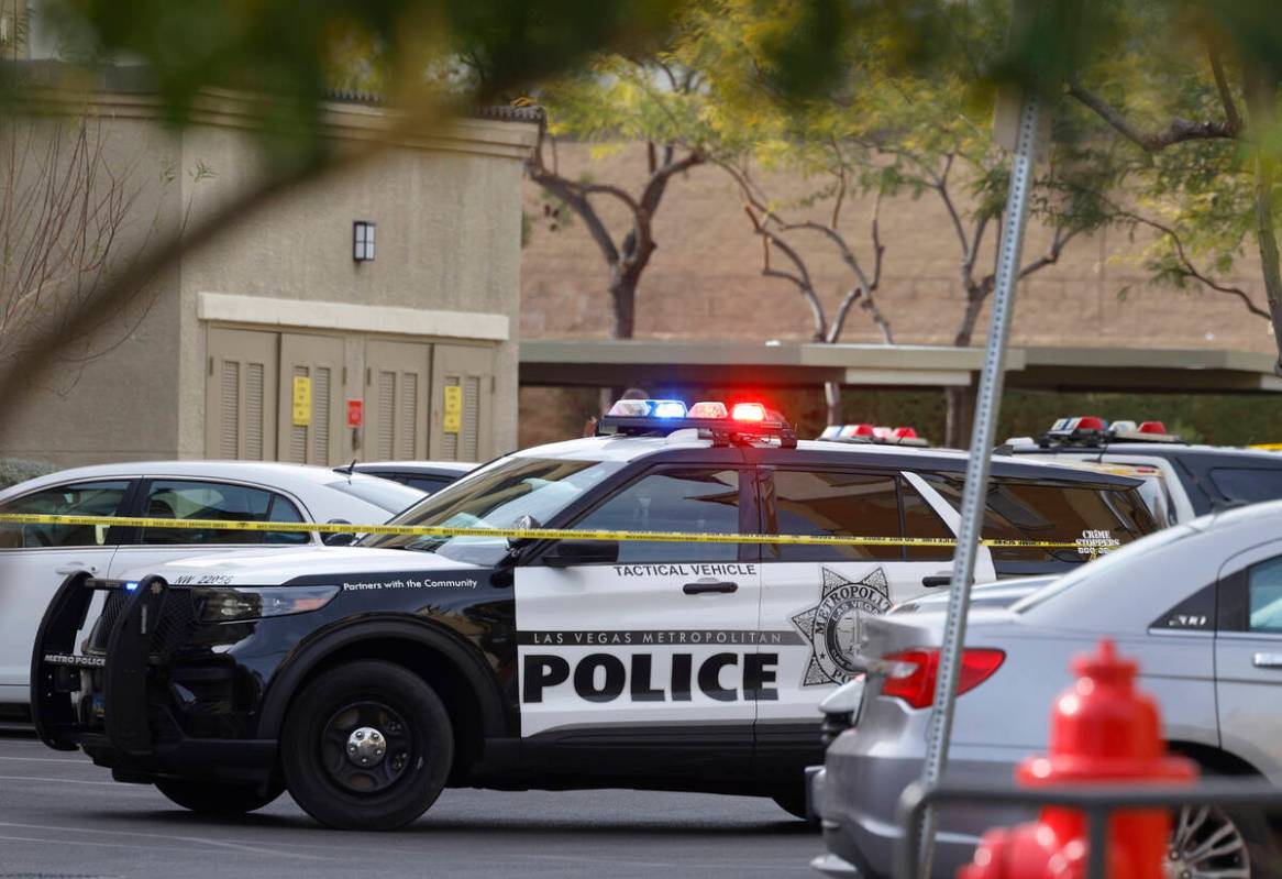 Las Vegas police investigate after four people were found dead in a shooting at a northwest val ...