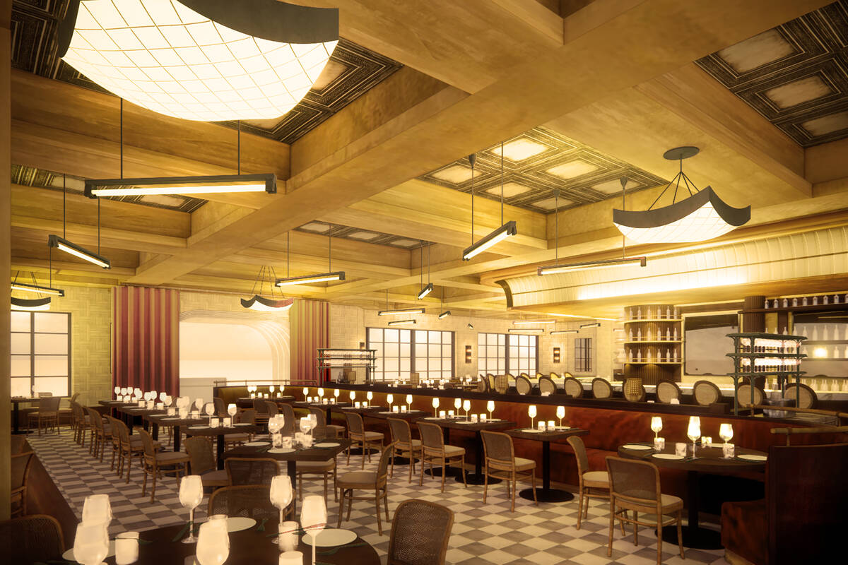 A rendering of the dining room at Brasserie B by Bobby Flay at Caesars Palace on the Las Vegas ...