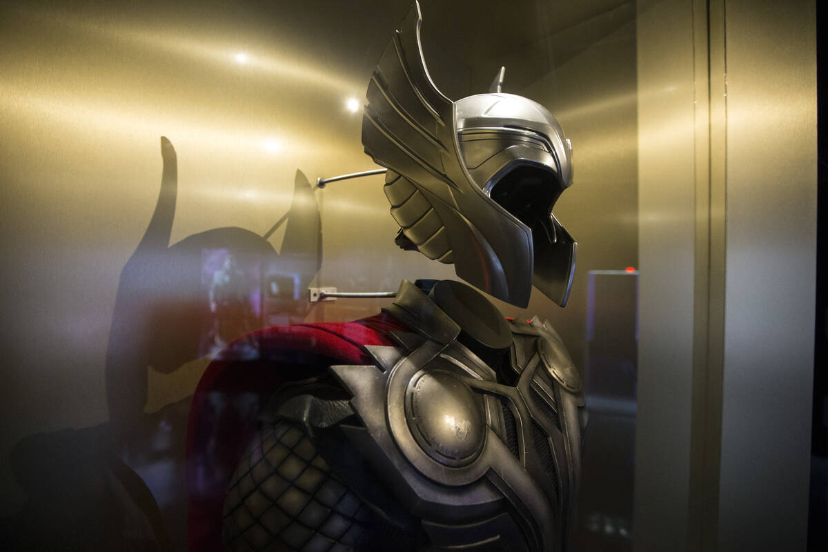 A movie character costume for Thor is seen at the Marvel's Avengers Station inside the Treasure ...