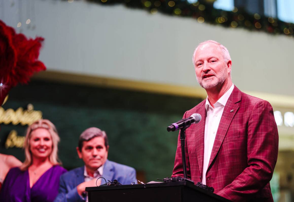 Steve Hill, president of Las Vegas Convention Authority, speaks at a news conference announcing ...