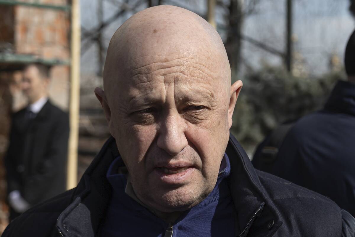 Yevgeny Prigozhin, the owner of the Wagner Group military company, arrives during a funeral cer ...