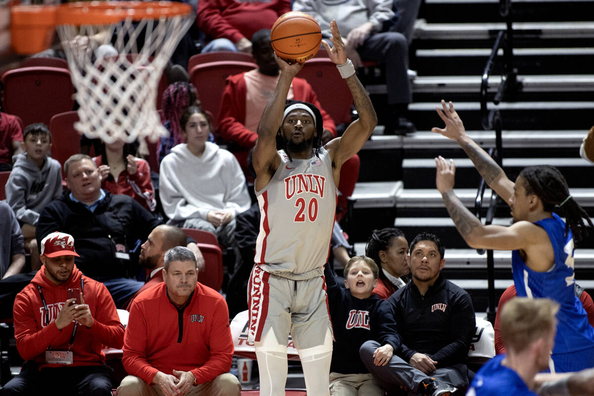 UNLV Rebels forward Keylan Boone (20)u shoots against the Hofstra Pride during the first half o ...