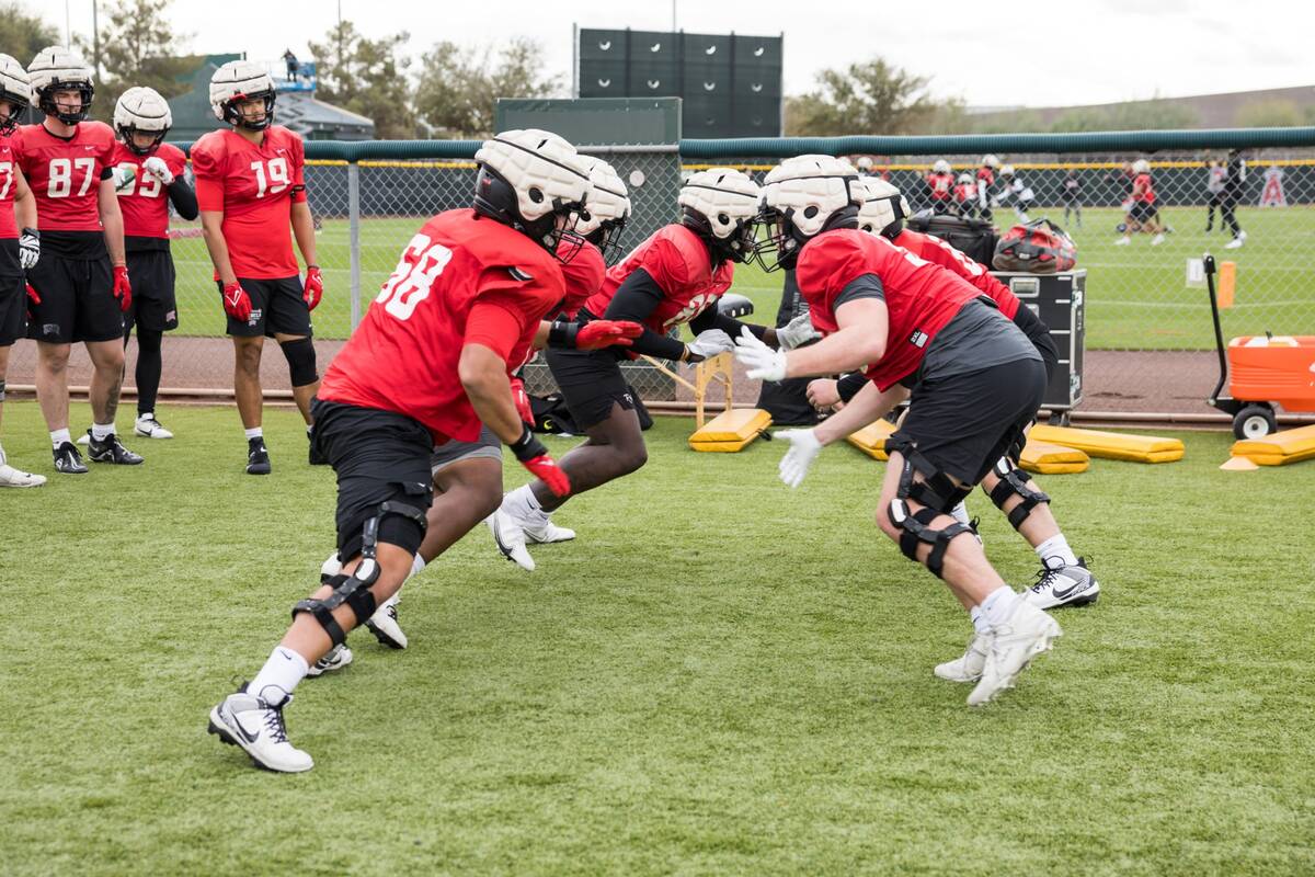 UNLV practices in preparation for Tuesday's Guaranteed Rate Bowl at Chase Field in Phoenix, Ari ...