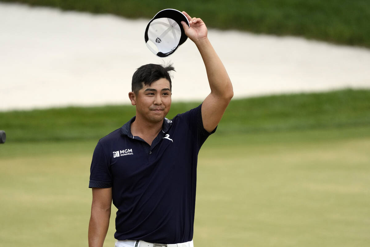 Kurt Kitayama waves to the gallery after winning the Arnold Palmer Invitational golf tournament ...