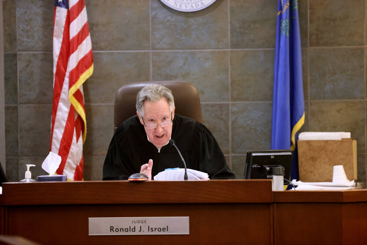 Clark County District Court Judge Ronald Israel sentences Mohammed Mesmarian in court at the Re ...