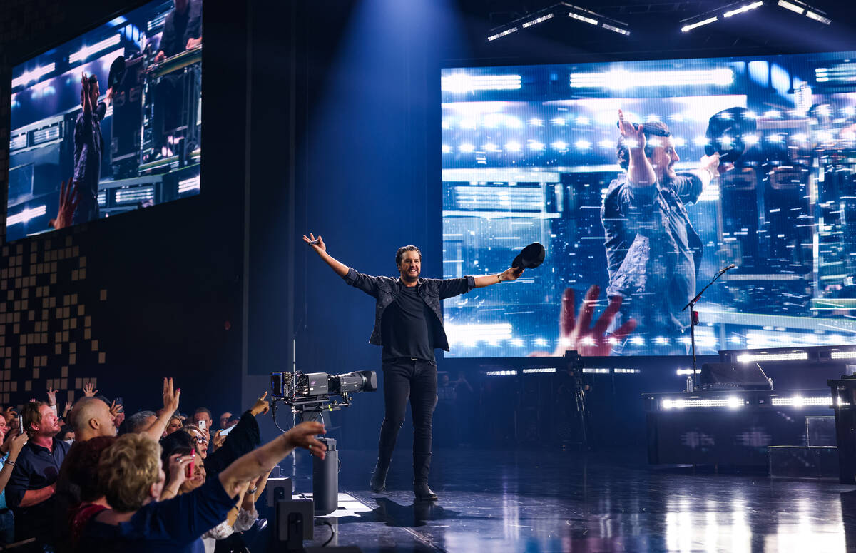 Luke Bryan performs during the opening night of his residency at Resorts World Las Vegas on Feb ...