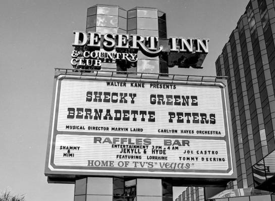 Shecky Greene and Bernadette Peters at the Desert Inn on Sept. 13, 1979. (Las Vegas News Bureau)