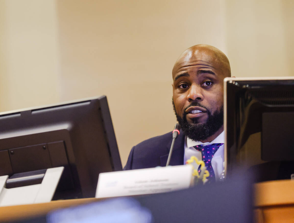 Adam Johnson, a former charter school leader, addresses the audience after being sworn in as a ...