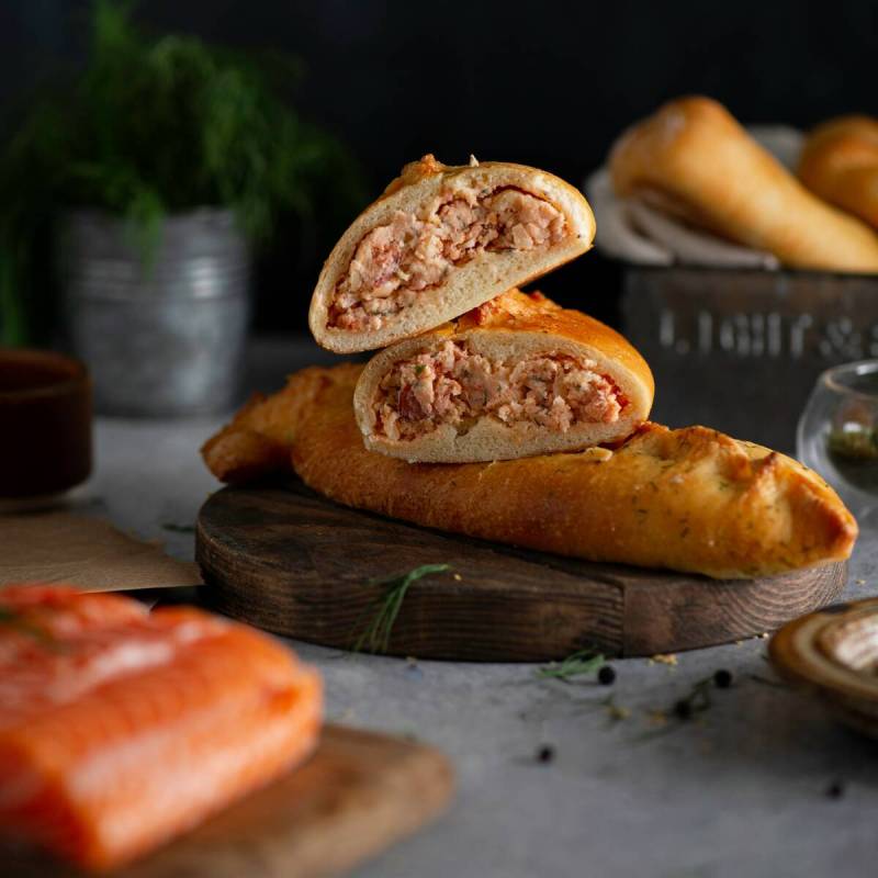 Smoked salmon pâté piroshki from Piroshky Piroshky of Pike Place Market in Seattle. (Piroshky ...