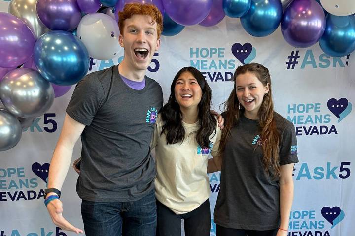 Hope Mean Nevada's teen committee is co-chaired by, from left, Cooper Cunningham, Ella King and ...