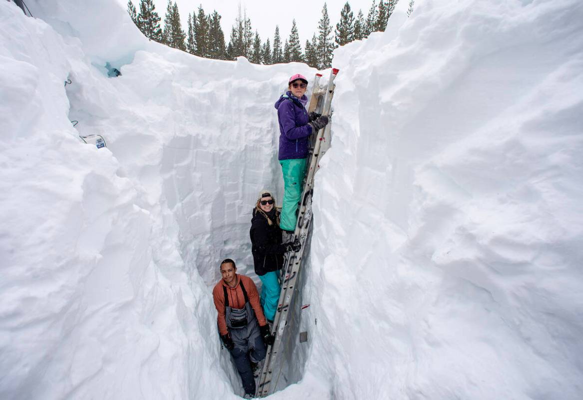 Showing the stark difference between last winter and this winter, from left, Shaun Joseph, Clau ...