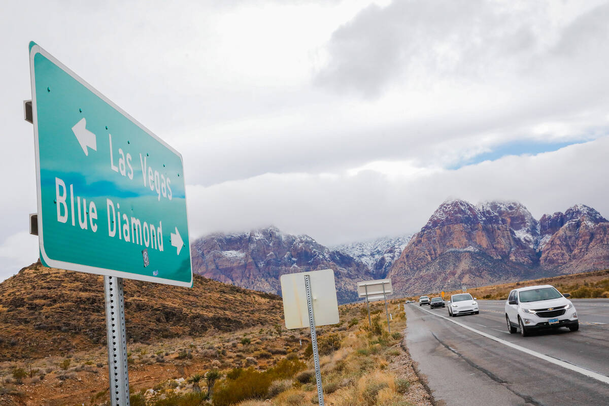 A dusting of snow blankets Red Rock Canyon on Wednesday, Jan. 3, 2024, in Las Vegas. (Daniel Pe ...