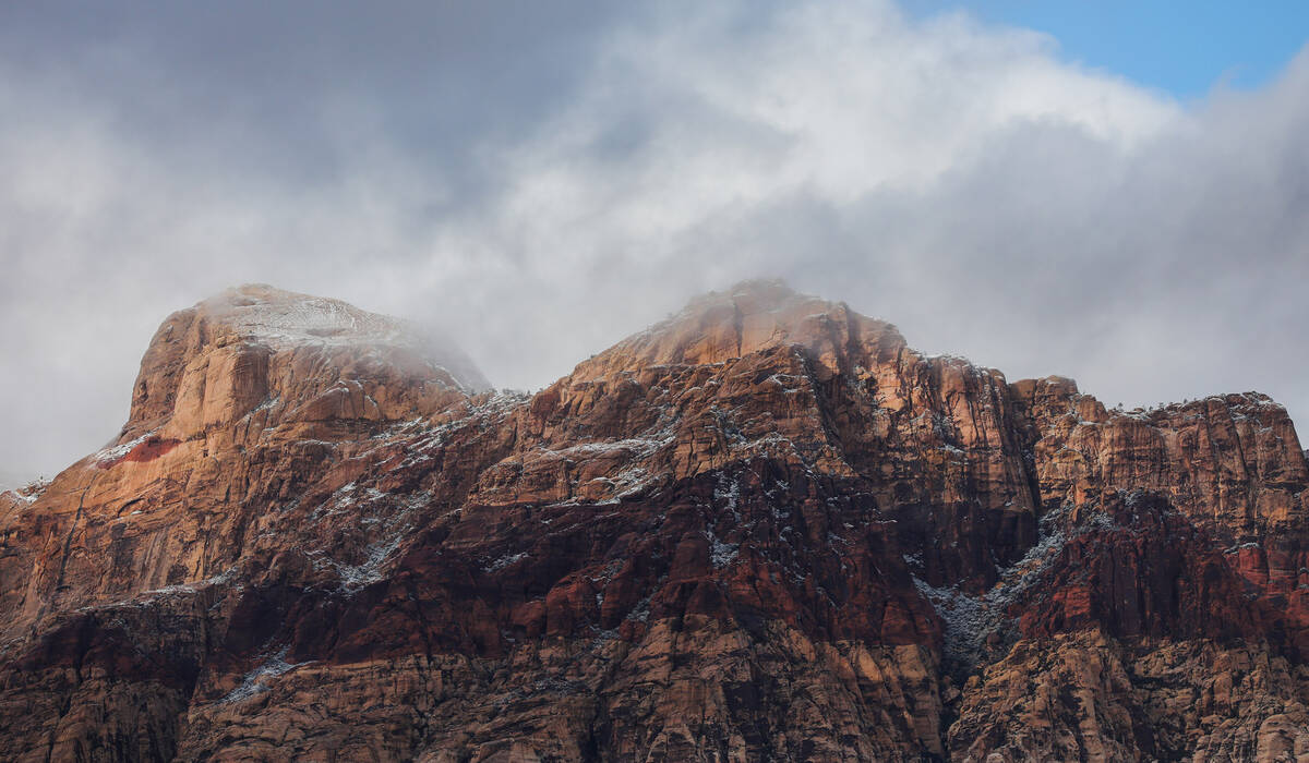 A dusting of snow blankets Red Rock Canyon on Wednesday, Jan. 3, 2024, in Las Vegas. (Daniel Pe ...