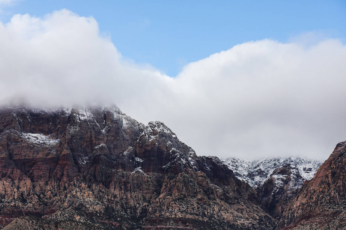 A dusting of snow blankets Red Rock Canyon on Wednesday, Jan. 3, 2024, in Las Vegas. (Daniel Pe ...