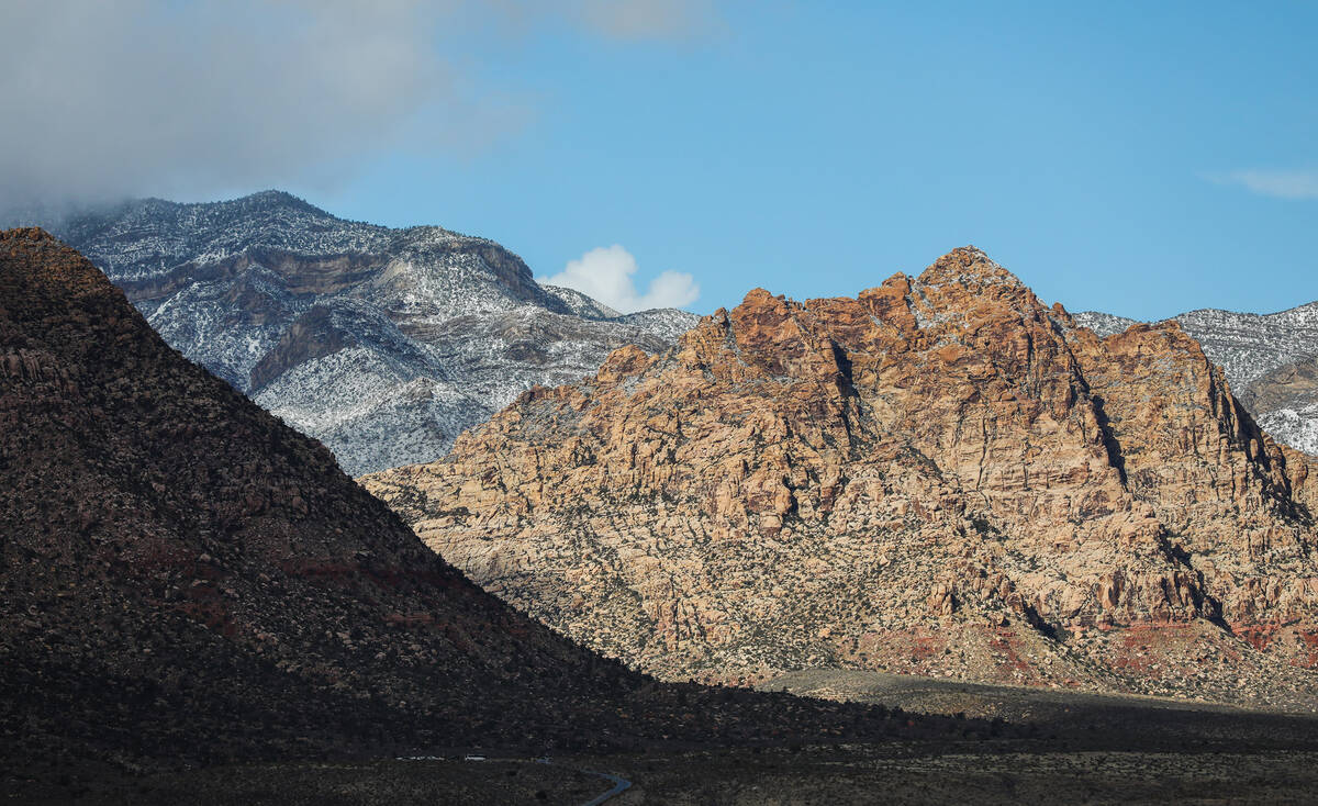 A dusting of snow blankets Red Rock Canyon on Wednesday, Jan. 3, 2024, in Las Vegas. (Daniel Pe ...