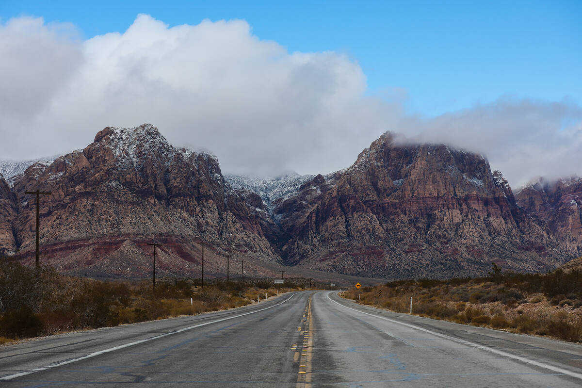 A dusting of snow blankets Red Rock Canyon on Wednesday, Jan. 3, 2024, in Las Vegas. (Daniel Pe ...