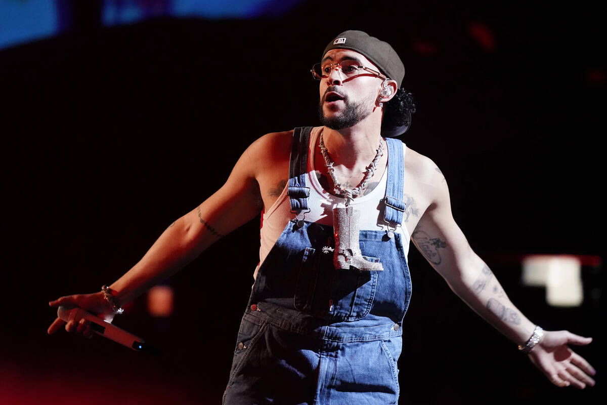 Bad Bunny performs at the Latin Billboard Awards, Thursday, Oct. 5, 2023, in Coral Gables, Fla. ...