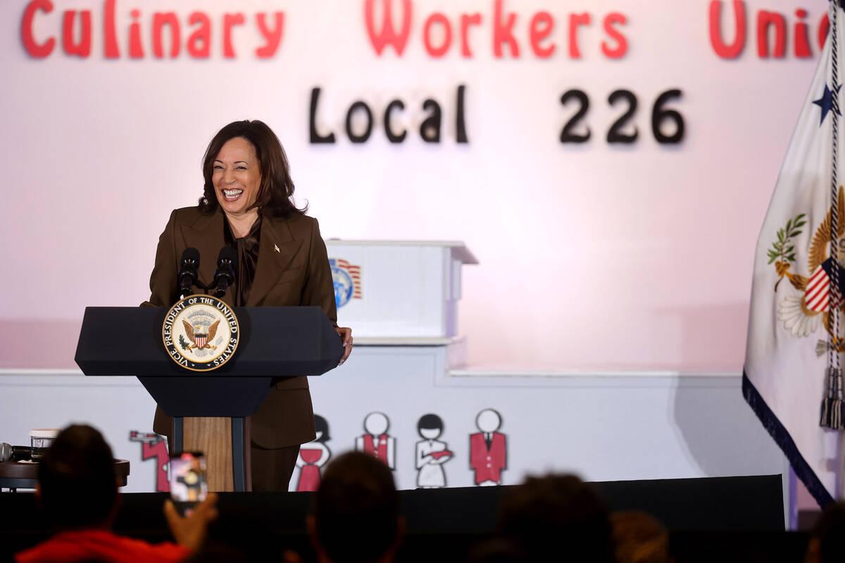 Vice President Kamala Harris speaks to Culinary Union members and guests at union headquarters ...