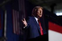 Former President Donald Trump speaks at a campaign rally Saturday Dec. 16, 2023, in Durham, N.H ...