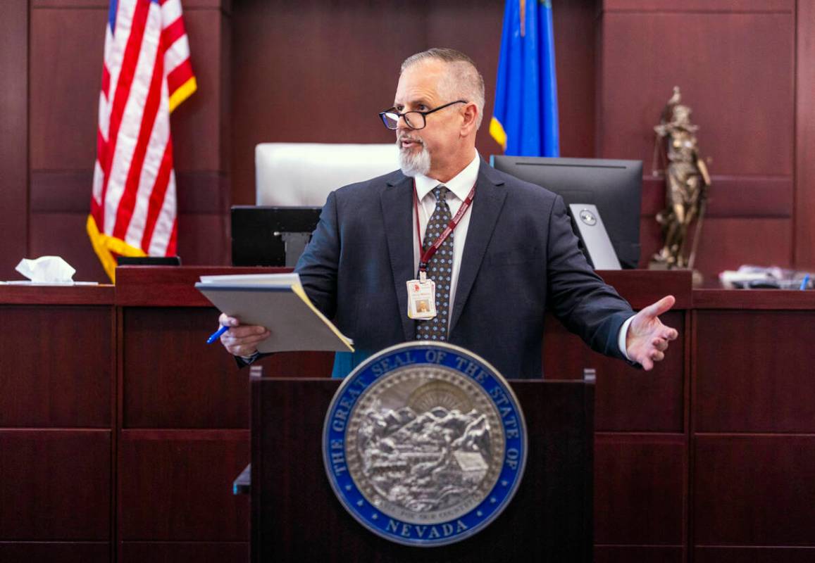 Chief Judge Jerry Wiese II speaks in his courtroom during a press conference by about Deobra Re ...